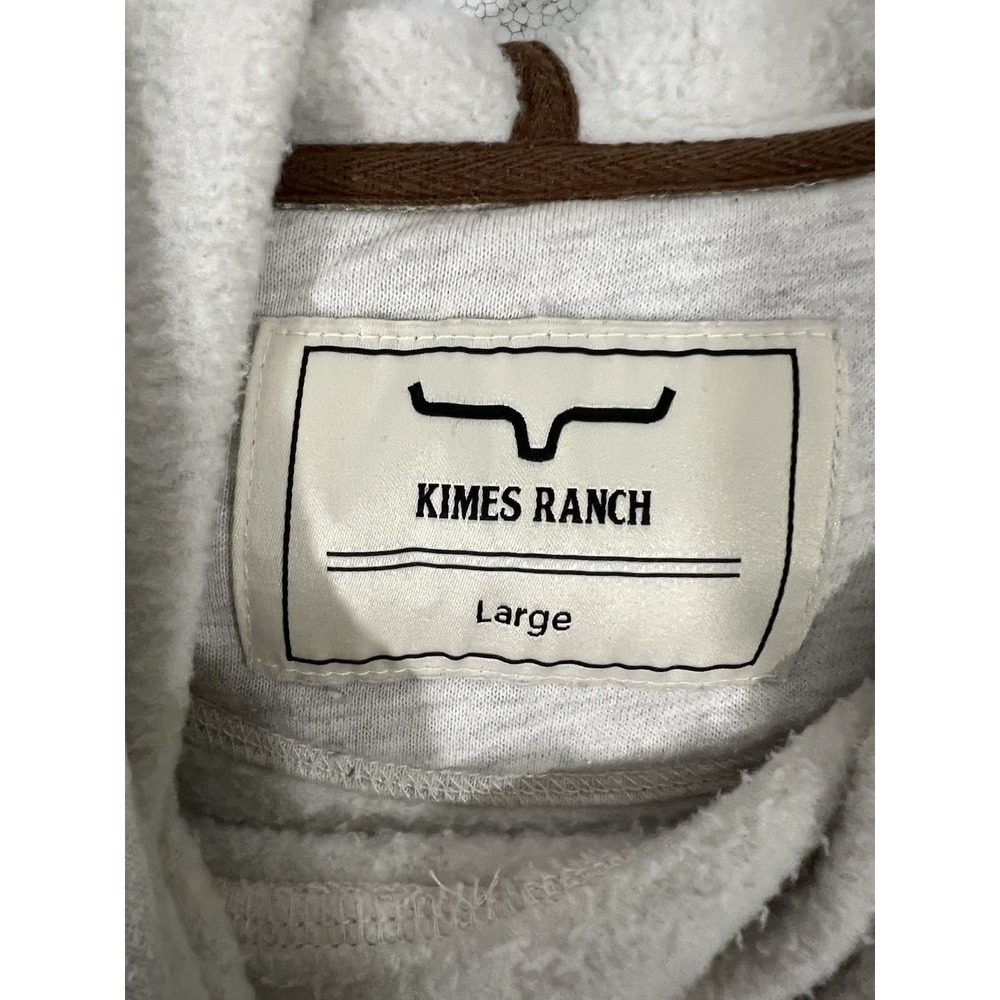 Kimes Ranch Hoodie Womens LARGE Oatmeal Two Scoops Pullover Fleece Western Logo - Picture 4 of 8